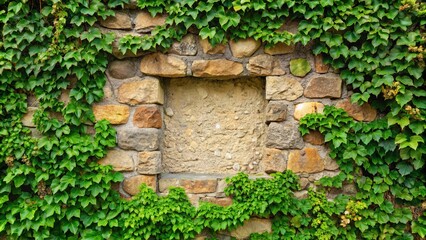 Stone wall covered in vines, cut out, stone, wall, vines, greenery, texture, background, natural, organic, growth, ivy, foliage