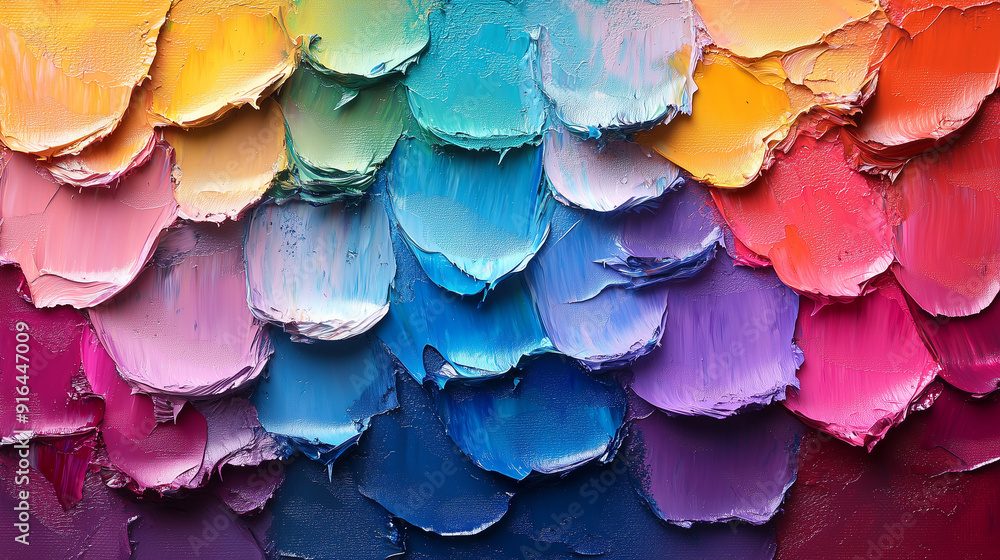 Poster abstract oil painting: a vibrant and colorful abstract oil painting features a spectrum of colors la