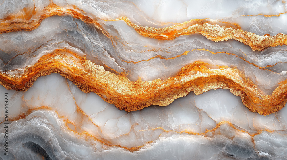 Poster golden veins of time: abstract macro photography captures the mesmerizing patterns of white and gray