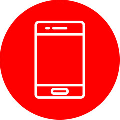 Smartphone Vector Line White Circle Red