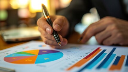 Businessman Analyzing Financial Charts and Graphs
