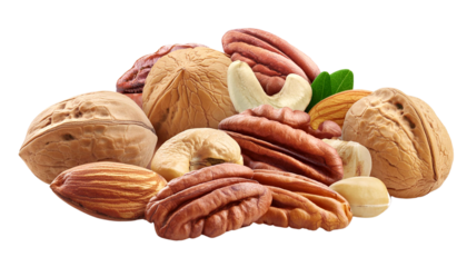 A variety of mixed nuts showcasing their natural textures and colors, perfect for healthy snacking and culinary use.