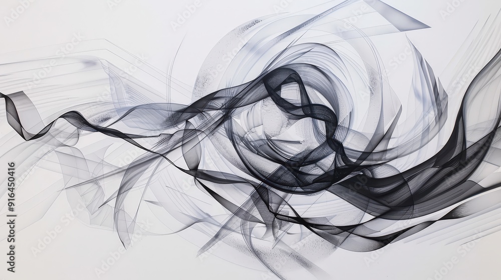 Poster a symphony of lines and shapes converges, forming a harmonious composition that is both complex and 