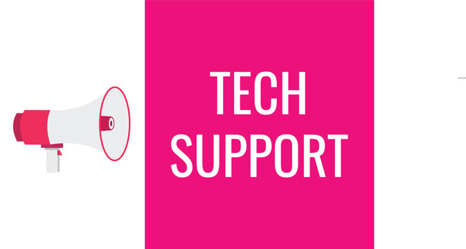 tech support button, banner, label, template for website. tech support text with colorful megaphone icon
