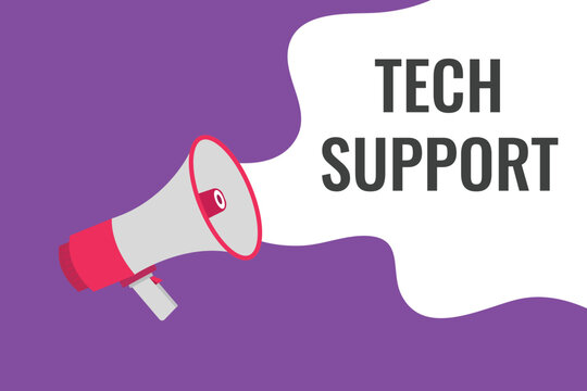 tech support button, banner, label, template for website. tech support text with colorful megaphone icon
