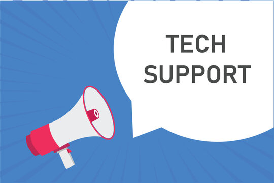 tech support button, banner, label, template for website. tech support text with colorful megaphone icon
