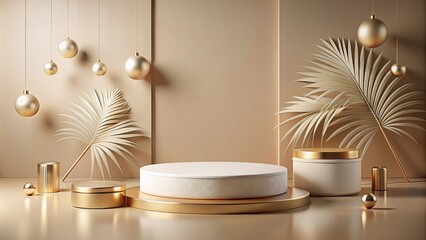 Glamorous minimalist background with podium and decorations for product images, glamour, minimalist,background, podium
