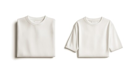 Naklejka premium Folded and Unfolded White T-Shirt Mockup