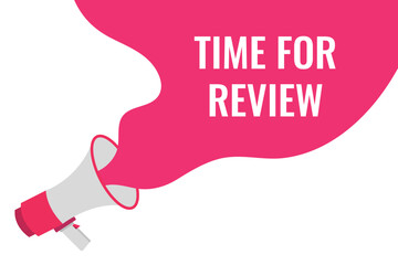time for review button, banner, label, template for website. time for review text with colorful megaphone icon

