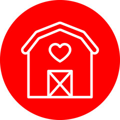 Barn Vector Line White Circle Red