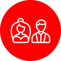 Couple Vector Line White Circle Red