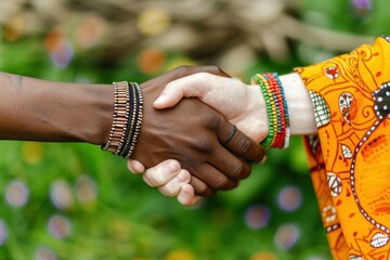 Cultural Handshake with Colorful Bracelets