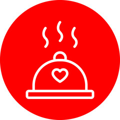 Serving Dish Vector Line White Circle Red