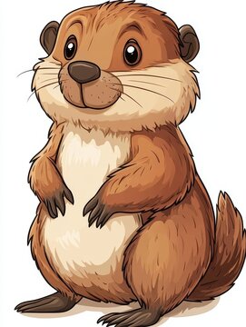 recommend clip art: Cute Cartoon Groundhog with Brown Fur