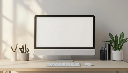 Minimalist Workspace with a Desktop Computer