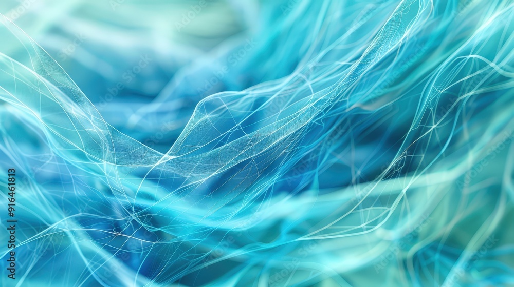 Poster an intricate web of cool blues and greens forms a calming and serene abstract background