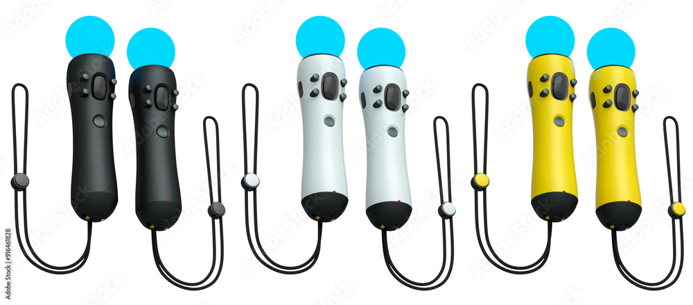 Poster virtual reality controllers for online and cloud gaming isolated on white background with clipping p