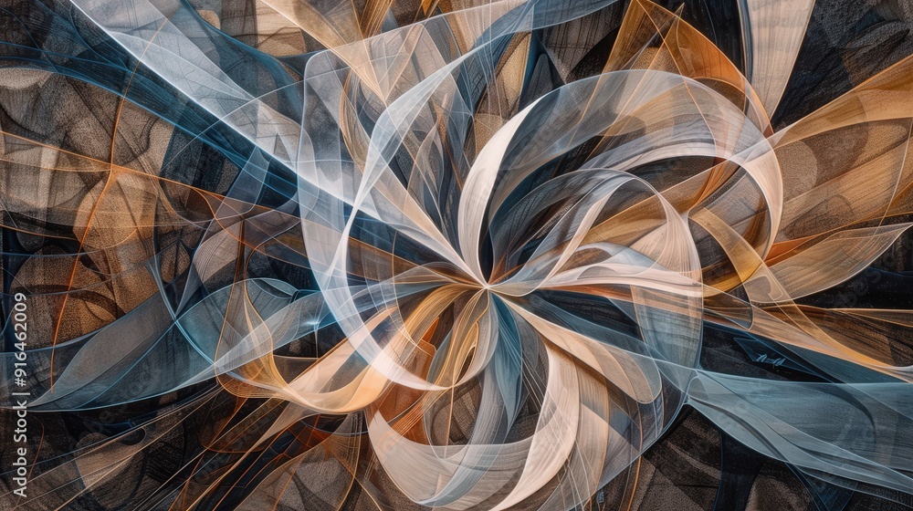 Poster an intricate web of lines and shapes forms a complex and captivating composition..