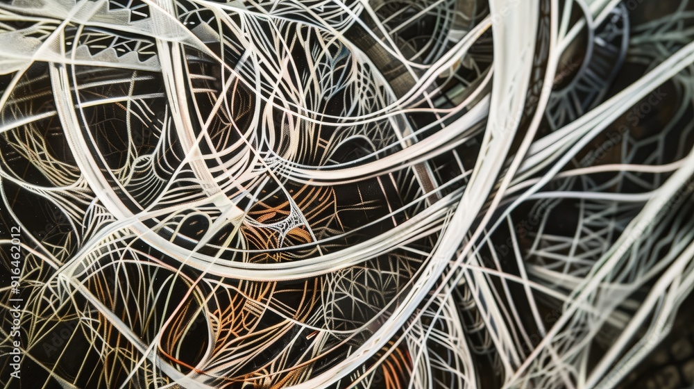 Poster an intricate web of lines and shapes forms a complex and captivating composition.