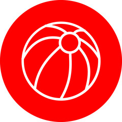 Beach Ball Vector Line White Circle Red