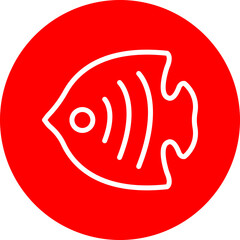 Tropical Fish Vector Line White Circle Red