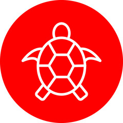 Obraz premium Sea Turtle Vector Line White Circle Red