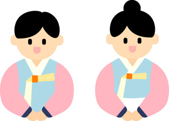 Fototapeta premium 명절 한복입고 인사하는 부부 상반신