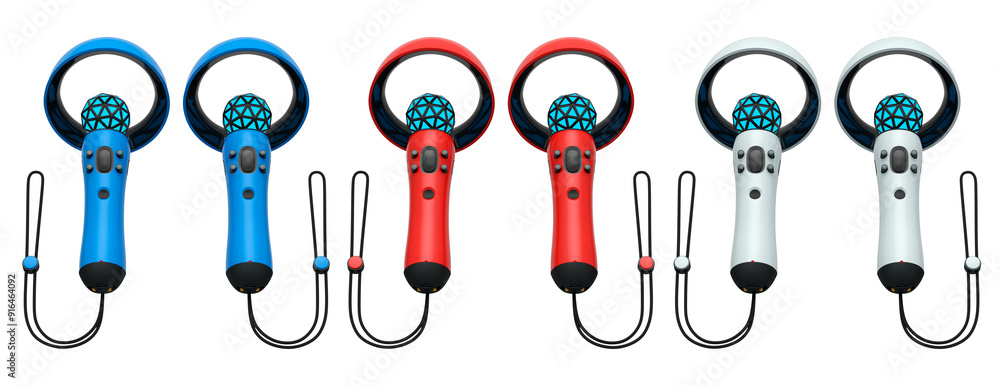 Poster virtual reality controllers for online and cloud gaming isolated on white background with clipping p