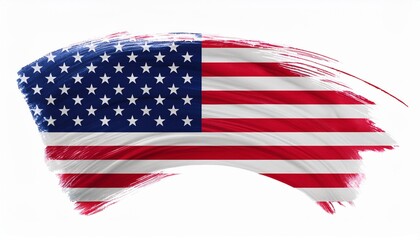 Fototapeta premium American Flag Brush Stroke: High-Quality PNG on White or Transparent Background
