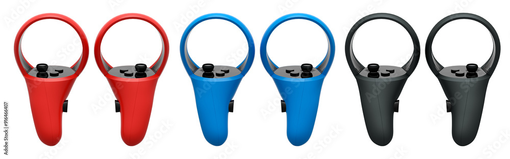 Poster virtual reality controllers for online and cloud gaming isolated on white background with clipping p