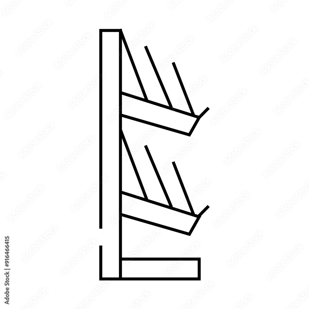 Wall mural shelf with booklets line icon vector. shelf with booklets sign. isolated contour symbol black illust