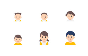 赤ちゃん･子どもの上半身セット【人物ベクターイラスト素材】