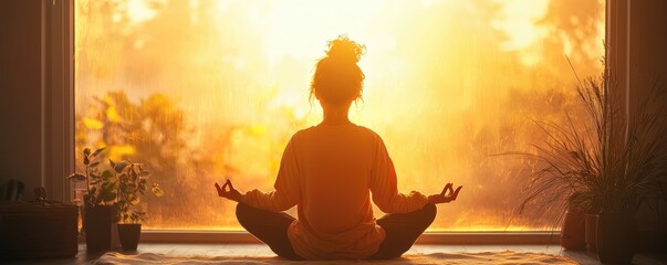 Embracing the Morning Glow: Person Engaging in a Refreshing Sunrise Stretch for Morning Wellness Routine, Generative Ai