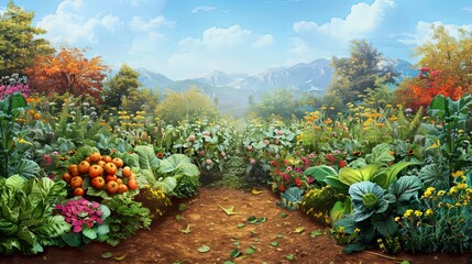 Vegetable garden in late summer background