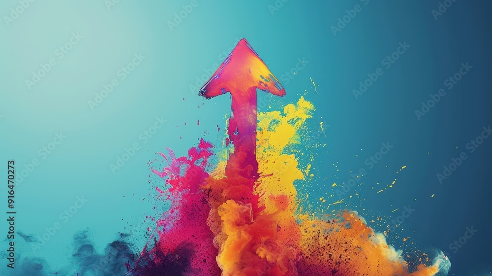 Poster create an arrow pointing upward that conveys a sense of growth and progress. how do you use color an
