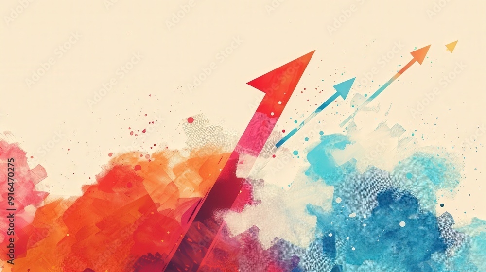 Poster create an arrow pointing upward that conveys a sense of growth and progress. how do you use color an