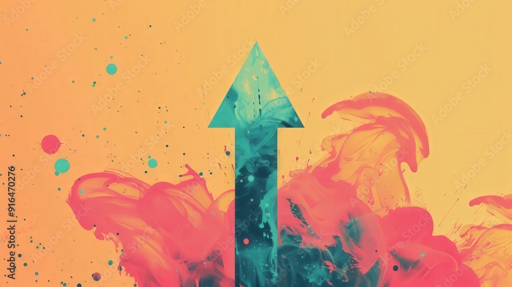 Poster create an arrow pointing upward that conveys a sense of growth and progress. how do you use color an