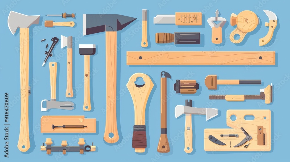 Poster create an infographic comparing different hand tools used in woodworking, highlighting their functio