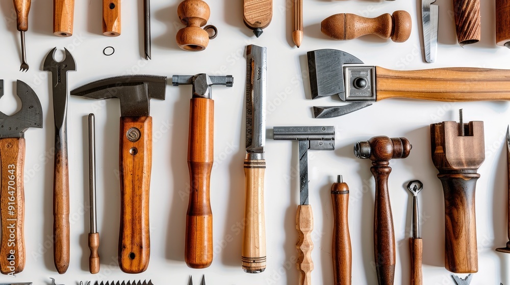 Poster create an infographic comparing different hand tools used in woodworking, highlighting their functio