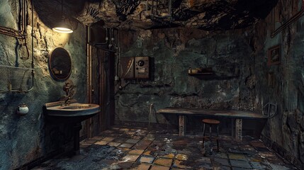 Old abandoned house in the dark