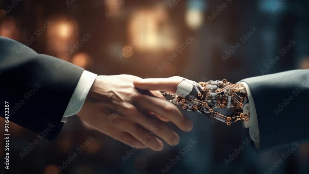 Leinwandbilder AI robots work together with humans Emphasis on presenting cutting-edge technology and the benefits of AI 