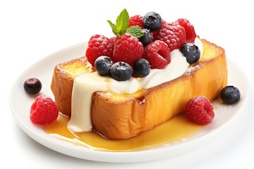 Flashy French Toast , white background.