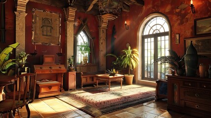 Obraz premium Fireplace in the old house