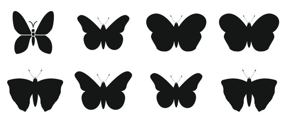 Fancy little butterfly Collections Silhouettes premium vector template.