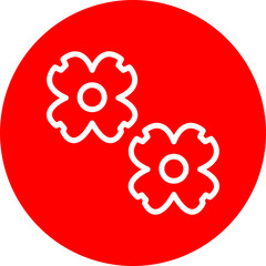 Dogwood Vector Line White Circle Red