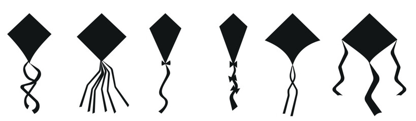Flat style kite Collections Silhouettes premium vector 