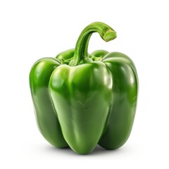 Green Bell Pepper Isolated on White Background.