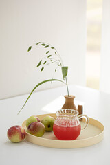 Red fruit juice in a glass.