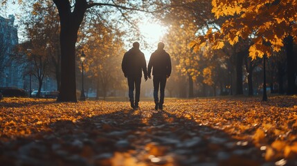couple talking While walking through the park Capture candid and natural moments.