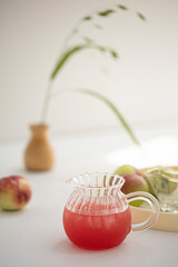 Red fruit juice in a glass.